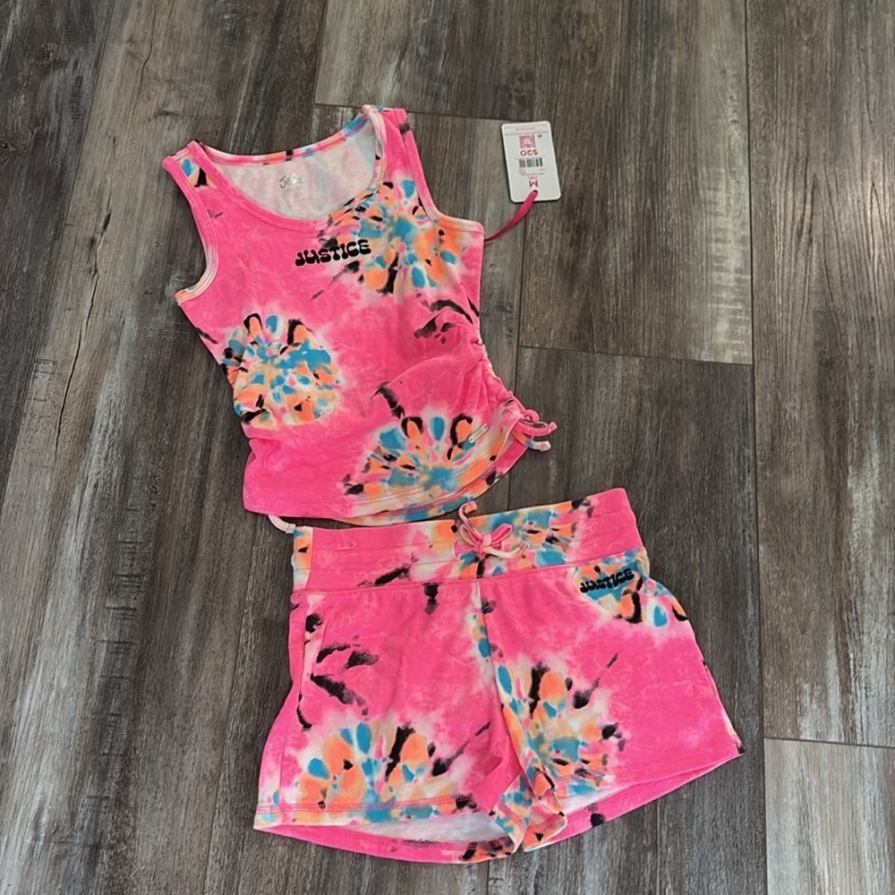 Justice Tie Dye Girls Shorts Set Size Medium 10 NEW